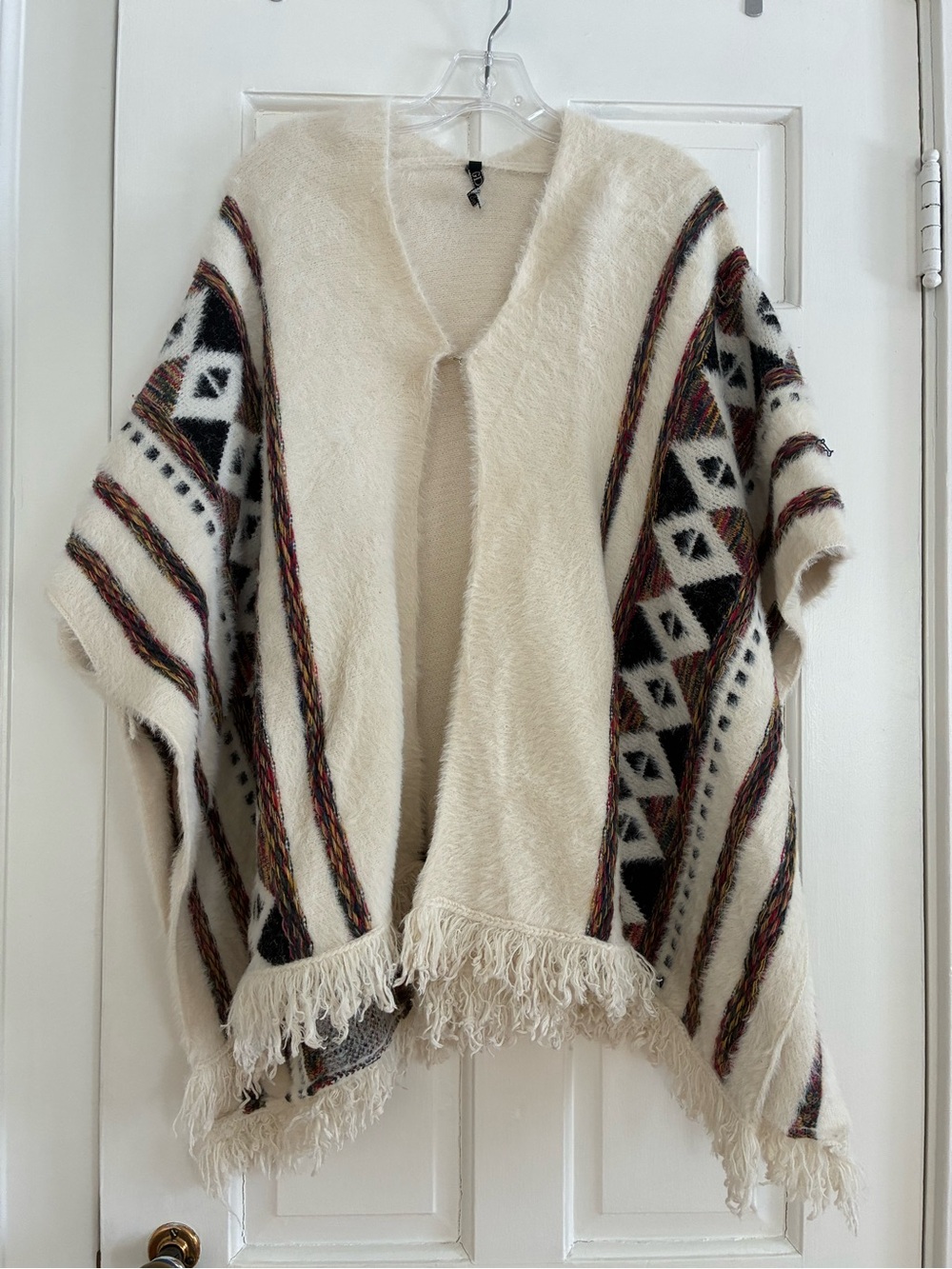 Bohemian Cream Fringe Poncho